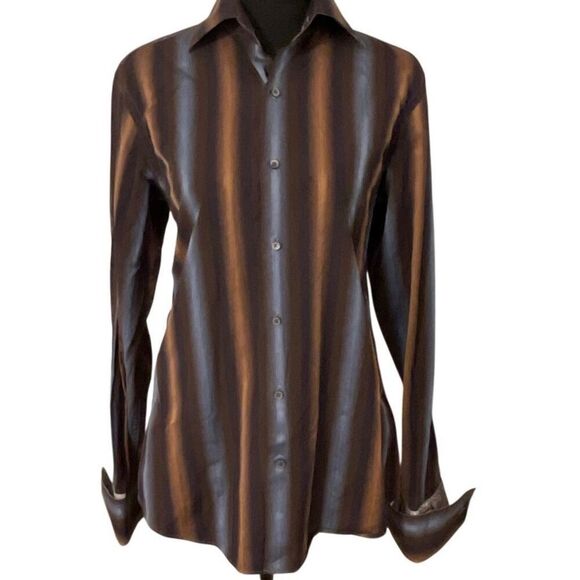 Banana Republic Men’s Blue/Brown French Cuff Dress Shirt - Picture 1 of 11